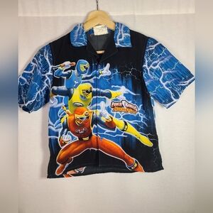 POWER RANGERS Ninja Strom kids oversized button-up short sleeve shirts / Size 6Y